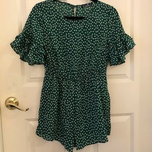 NWOT SHEIN Green Ruffle Romper